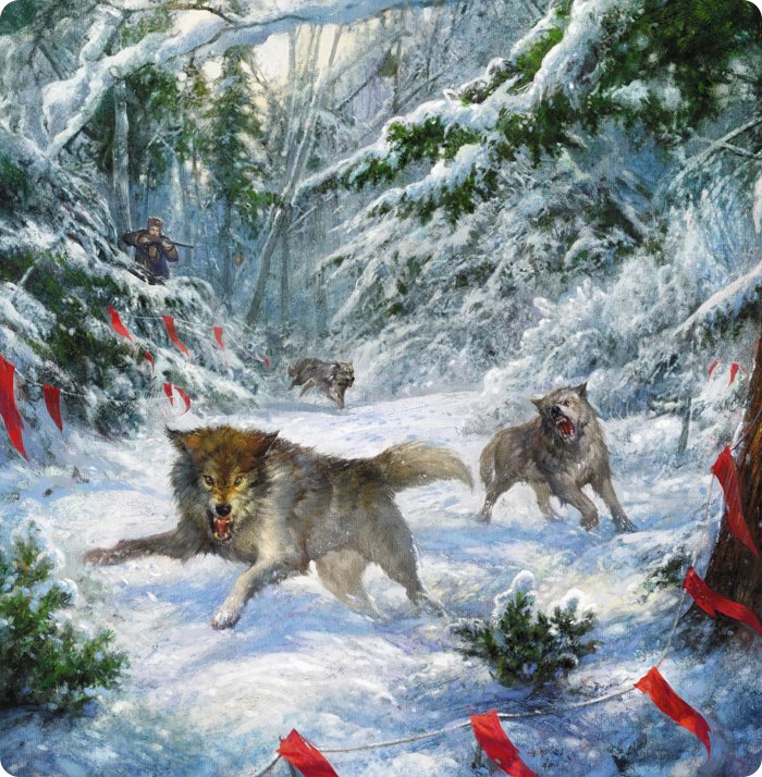 "...идет охота на волков..." - волки, охота, лес, флажки, зима, волк, снег, стая - оригинал