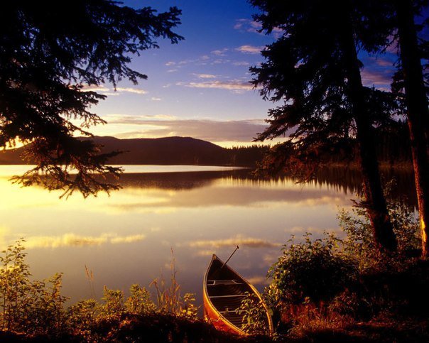 вечер - природа, заказ, река, лодка, вечер - оригинал