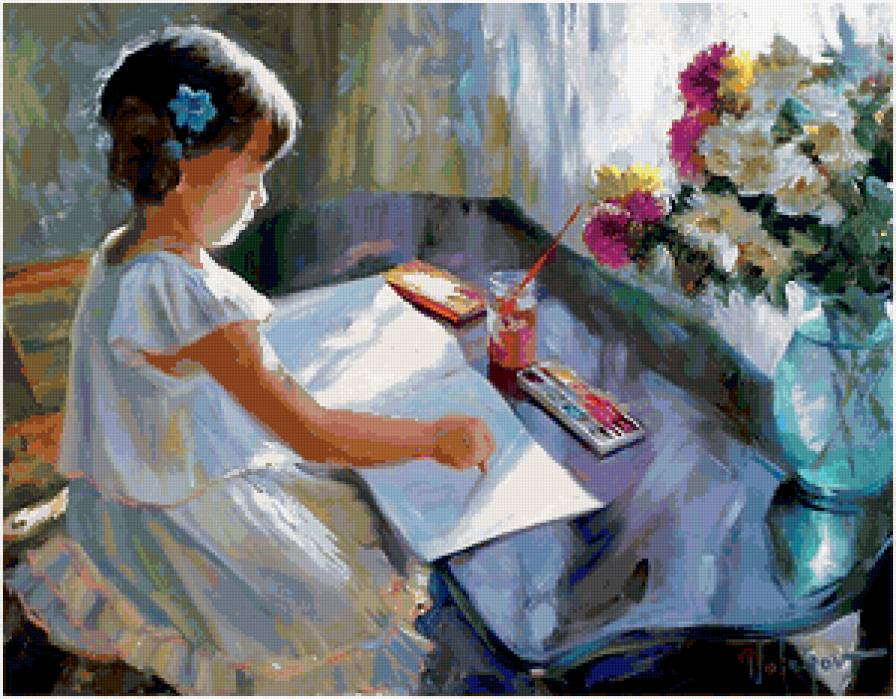 дети - девочка, дети, цветы - предпросмотр