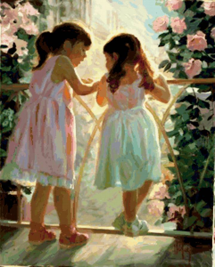 дети - девочки, цветы, дети - предпросмотр