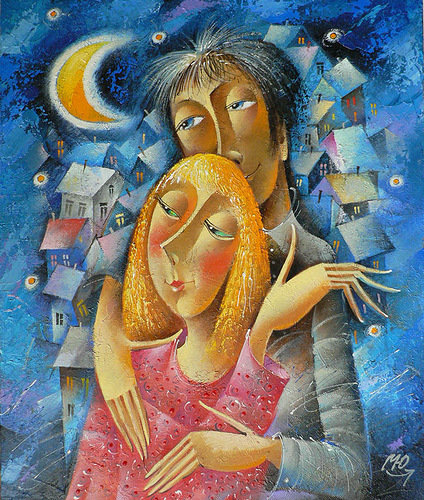 Юрий Мацик. Ночное рандеву - живопись.люди.пары - оригинал