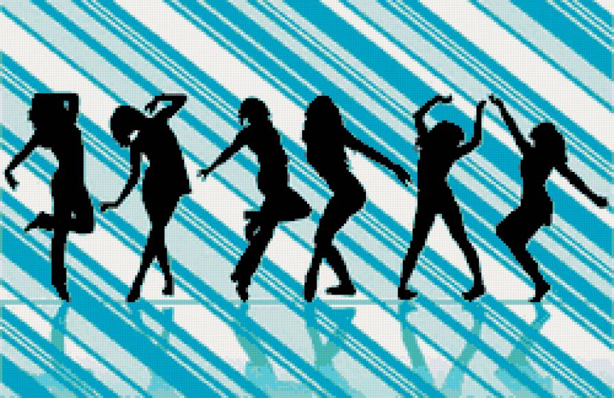 Show girls - силуэт, девушка, два цвета - предпросмотр