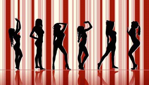 Show girls - два цвета, силуэт, девушка - оригинал