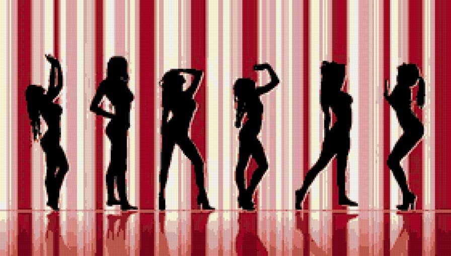 Show girls - силуэт, девушка, два цвета - предпросмотр