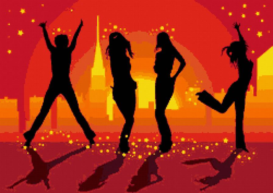 Show girls - два цвета, силуэт, девушка - предпросмотр