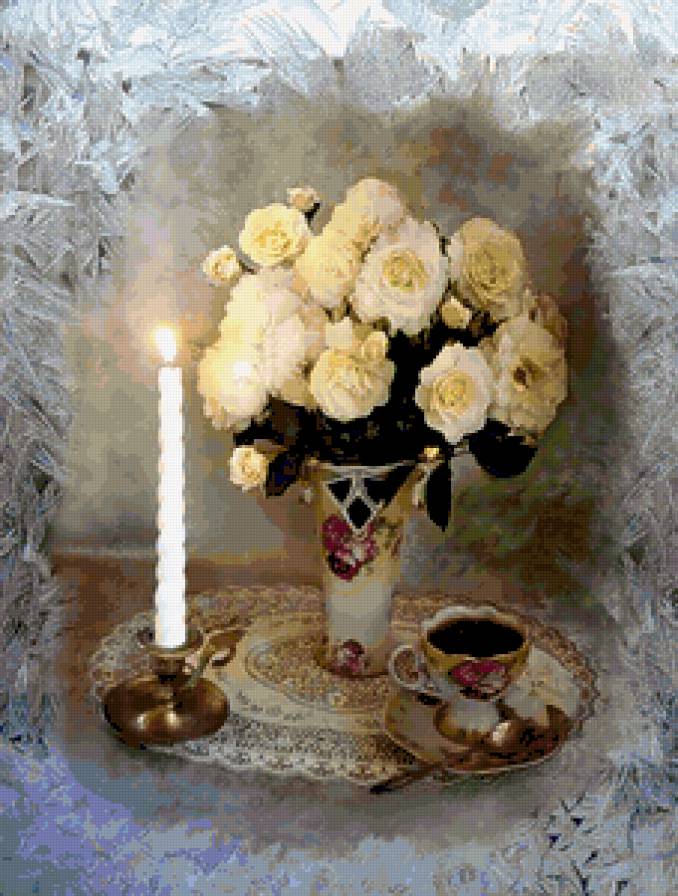 №327501 - букет, цветы, свечи, свеча, натюрморт - предпросмотр