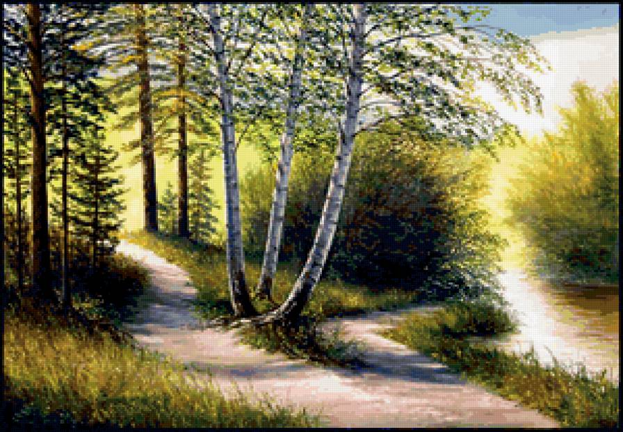 летний пейзаж - природа, вода, река, лес, лето - предпросмотр