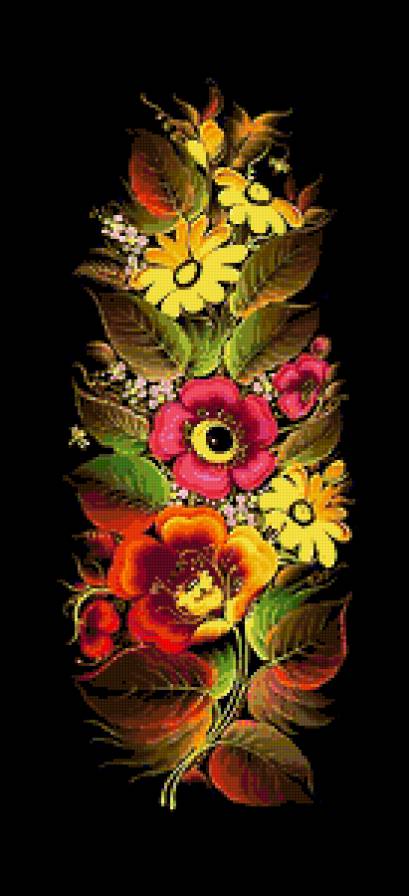 цветы на черном - картина - предпросмотр