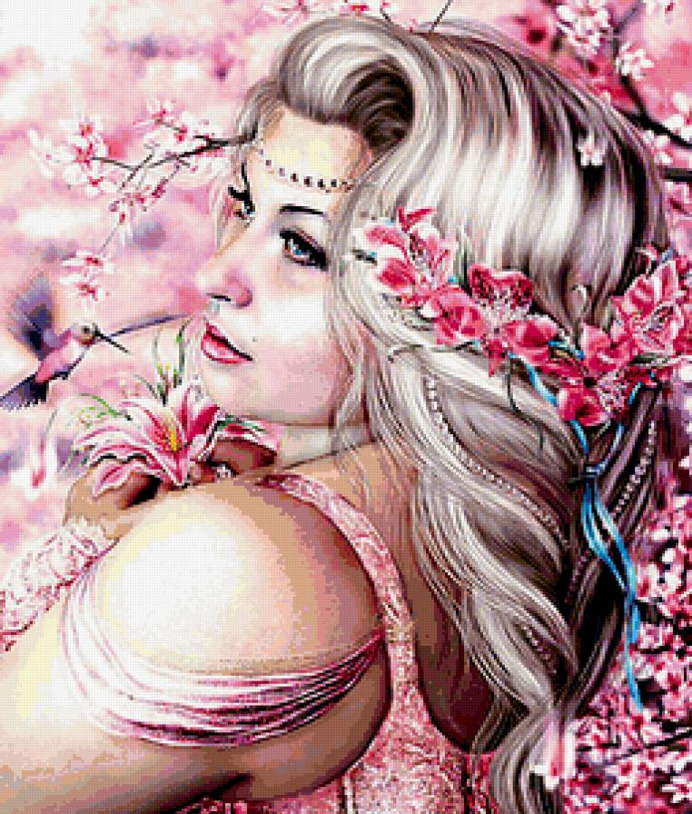 Весеннее настроение - красавица, весна, девушка, цветение, птицы - предпросмотр