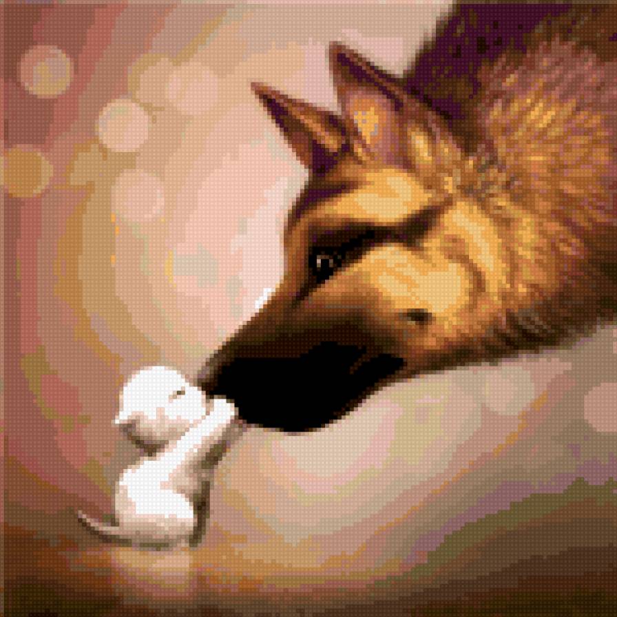 Дружба - поцелуй, кот, собака, котенок, дружба, овчарка - предпросмотр