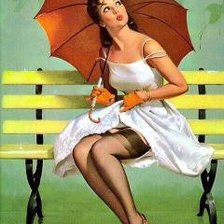 Оригинал схемы вышивки «Девушка с зонтиком» (№329049)