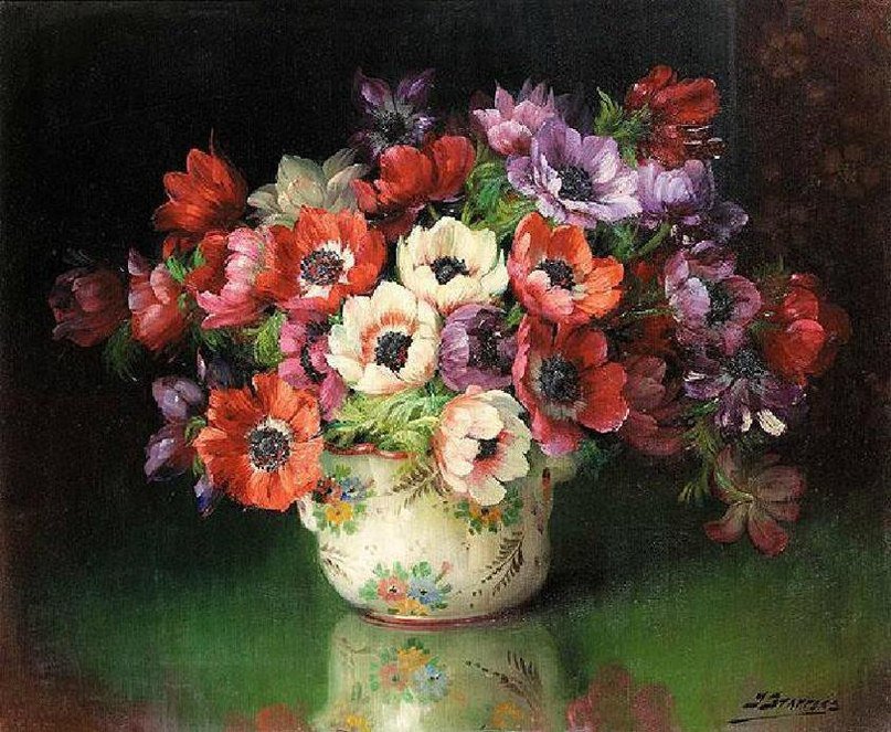 №329157 - картина, ваза, цветы, букет - оригинал