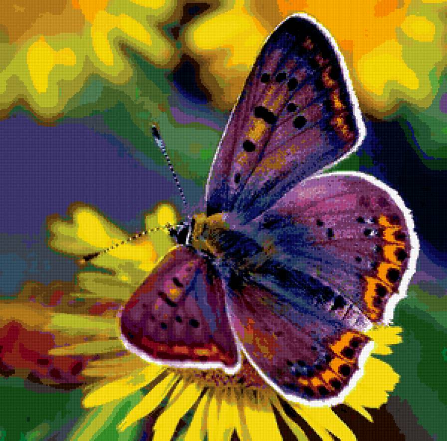 №329170 - картина, бабочка, цветы - предпросмотр