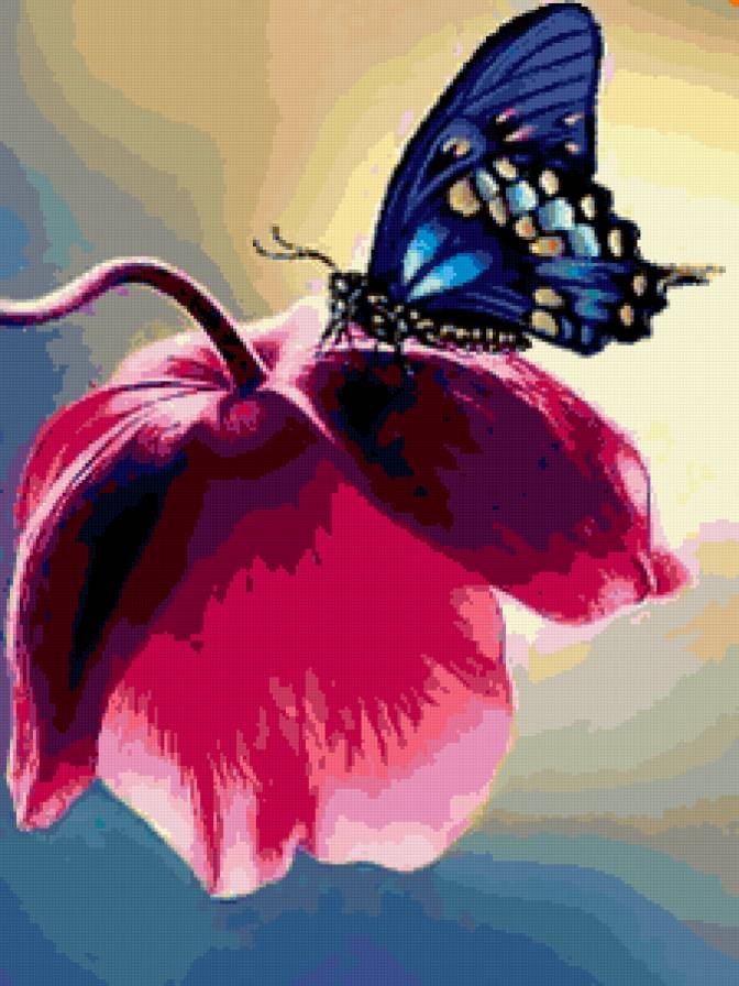 №329238 - цветы, природа, картина, бабочка - предпросмотр