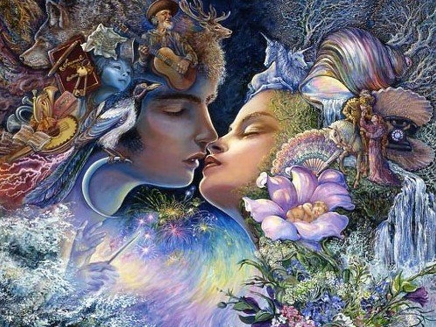 Вселенная любви - фэнтези, любовь, портрет, поцелуй - оригинал