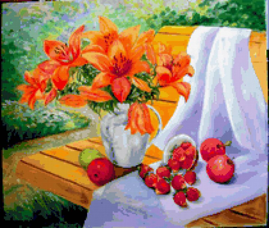 Лилии - цветы, лилии, букет - предпросмотр