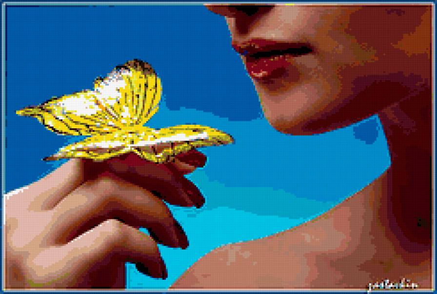 нежность - красота., бабочка, девушка - предпросмотр