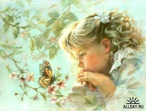 Загадай желание. - девочки, бабочки, дети - оригинал