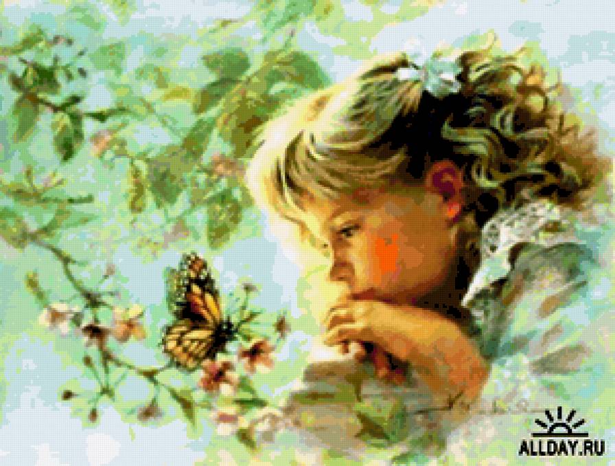 Загадай желание. - дети, девочки, бабочки - предпросмотр