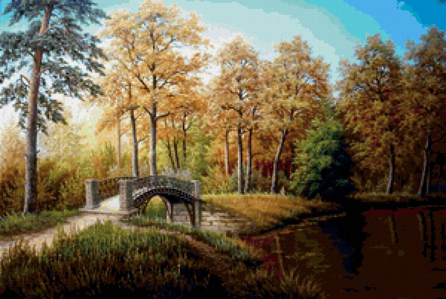 Серия "Пейзажи" - мостик, дорога, осень, река, пейзаж - предпросмотр