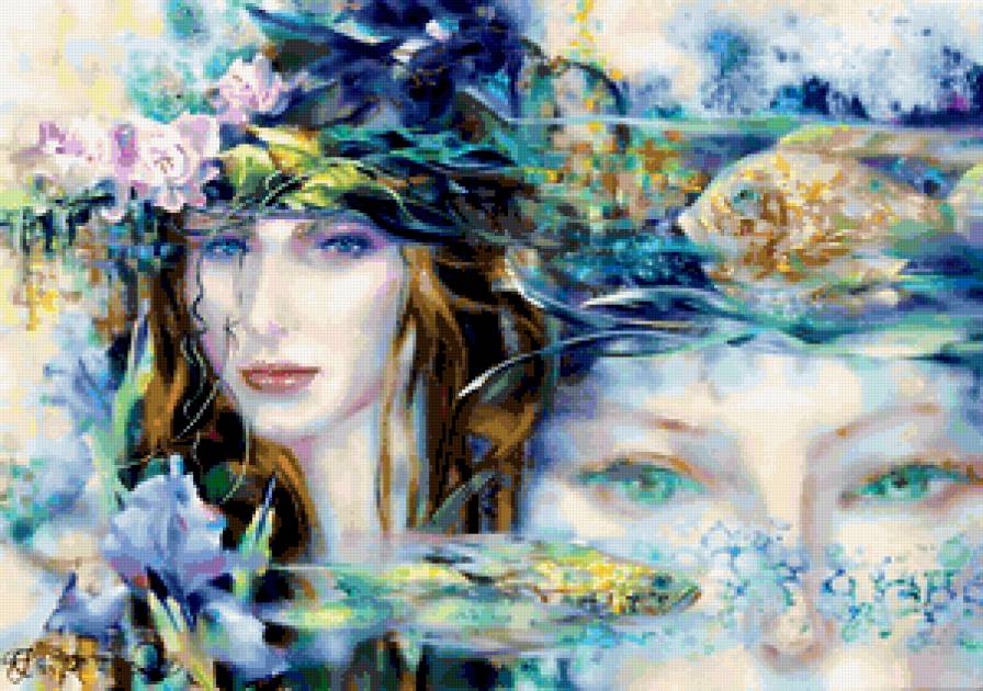 флора и фауна - портрет, девушки, живопись - предпросмотр