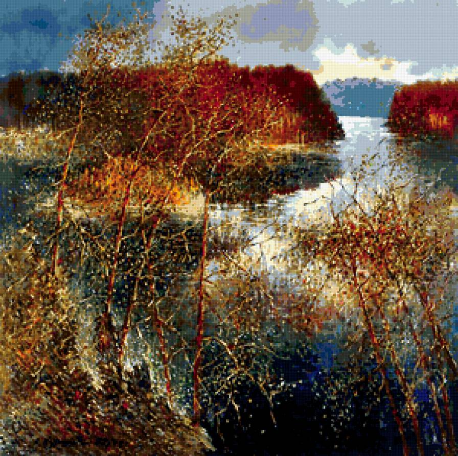 осенний вид над местностью Кукко - живопись, осень, пейзаж, природа - предпросмотр