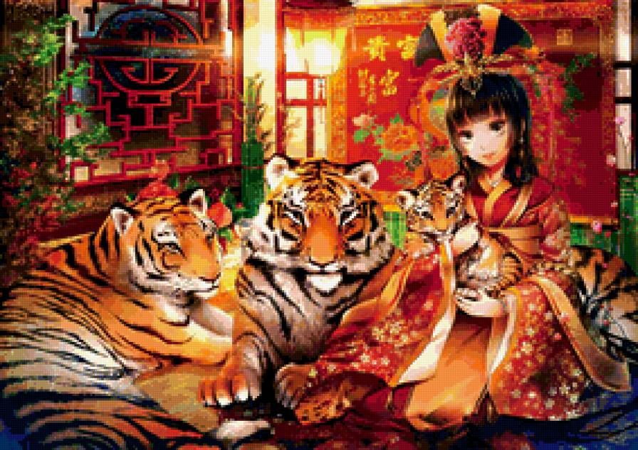 №330207 - девушка и дикие звери - предпросмотр