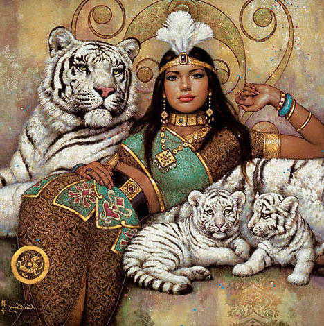 №330212 - девушка и дикие звери - оригинал