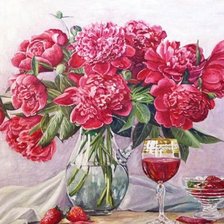 Схема вышивки «пионы»