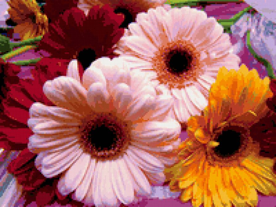 Цветной букет - подушка, цветы - предпросмотр