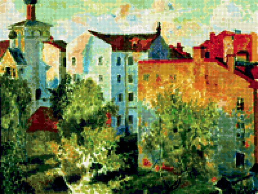 Вид из окна - кустодиев, 1926, живопись - предпросмотр