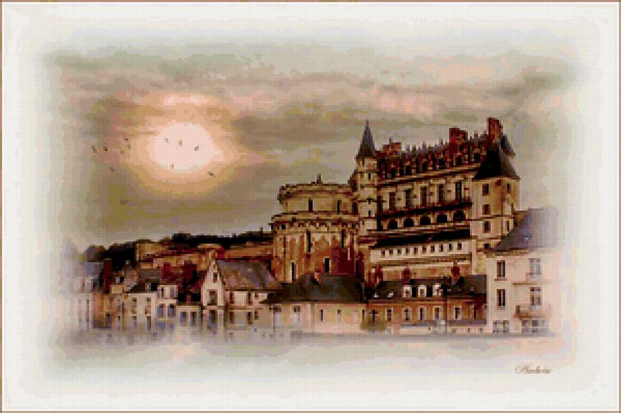 №331119 - дома, дворцы, пейзаж, живопись, город - предпросмотр