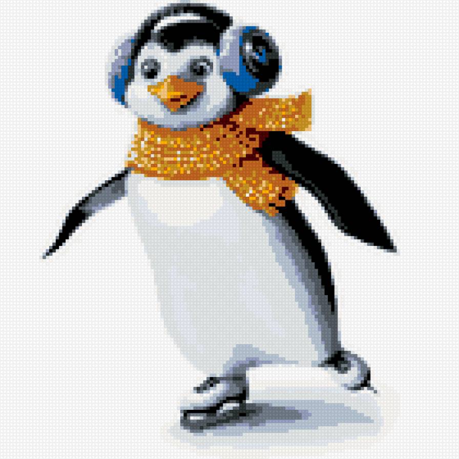Пингвин на коньках - пингвин, в наушниках, коньки - предпросмотр
