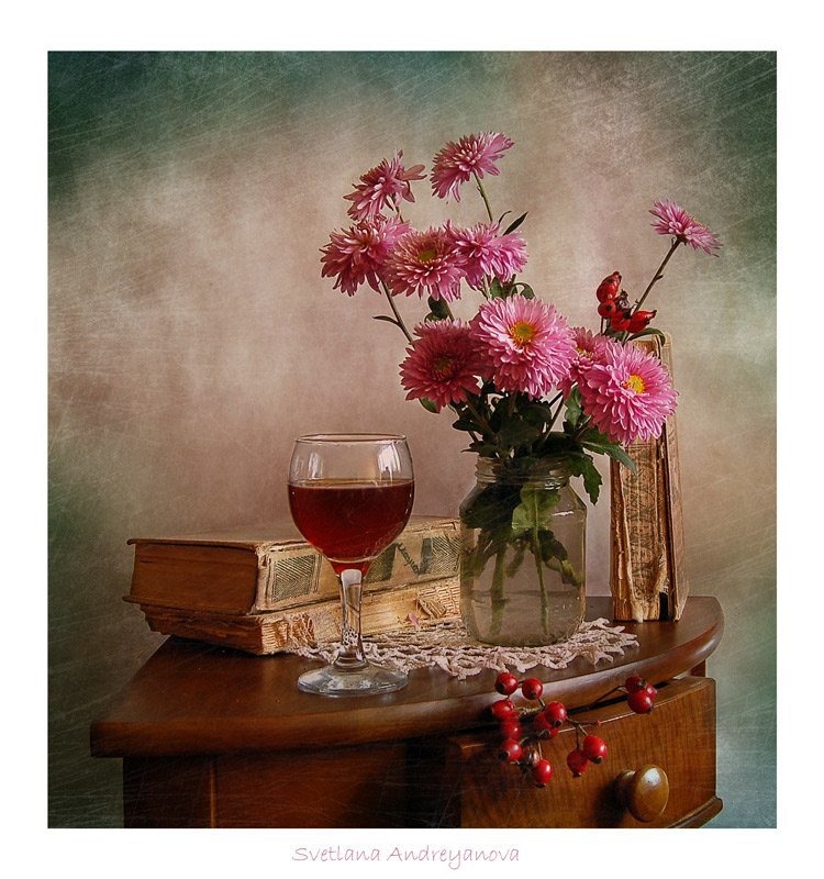 натюрморт - книги, цветы, натюрморт - оригинал