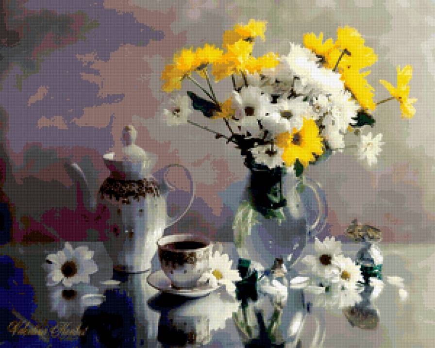 натюрморт - чай, натюрморт, цветы - предпросмотр