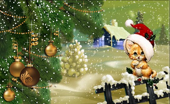 рождество - снег, зима, праздник, ели, дом - оригинал