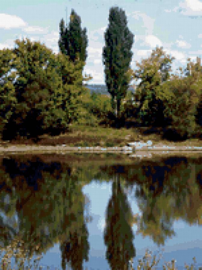 Пейзаж - река, деревья - предпросмотр