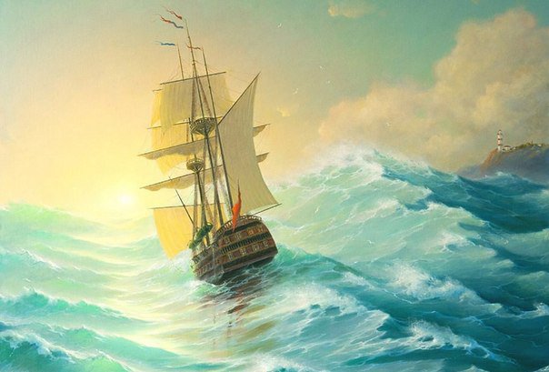 Корабль в море - корабль, море - оригинал