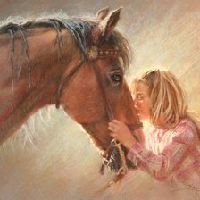 Оригинал схемы вышивки «Девочка и лошадь» (№331797)