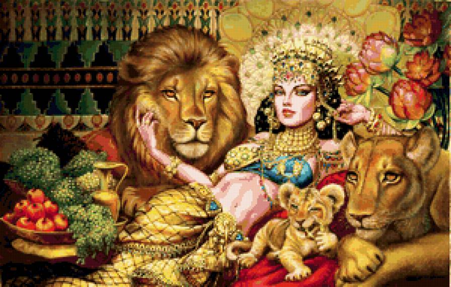 царица зверей - девушка, животные - предпросмотр