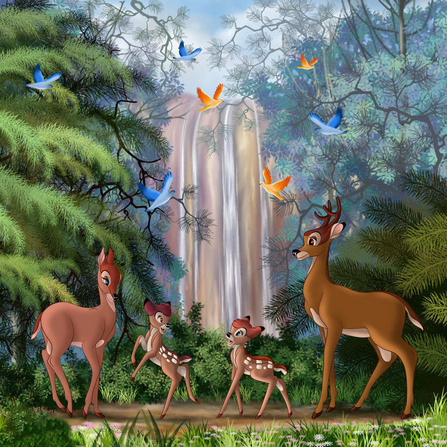 мультяшки - семья, дисней, олени, животные, детям, лес, природа, детская, бемби - оригинал