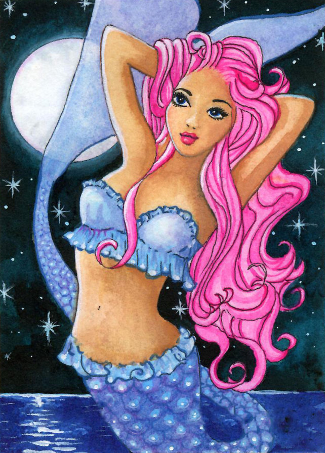 русалка - миф, фентези, мифология, русалочка, русалки, ночь, девушка, сказка - оригинал