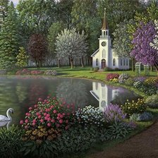 Схема вышивки «Часовня»