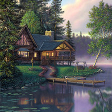 Схема вышивки «Дом на озере»