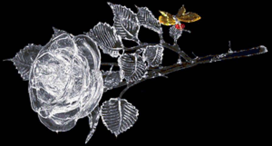 роза - черно-белое, роза, цветы, стекло - предпросмотр