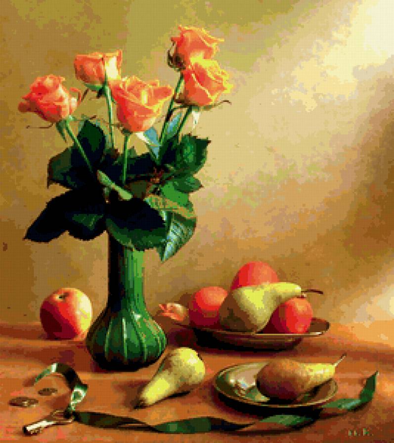 №332458 - цветы, фрукты, натюрморт, букет - предпросмотр