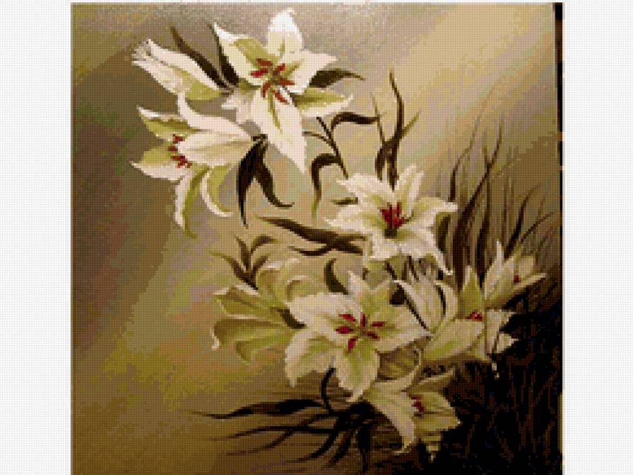 лилии - лилии, панно, цветы, лето - предпросмотр