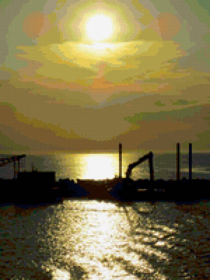 Бари, закат в порту - италия, море, пейзаж природа - предпросмотр
