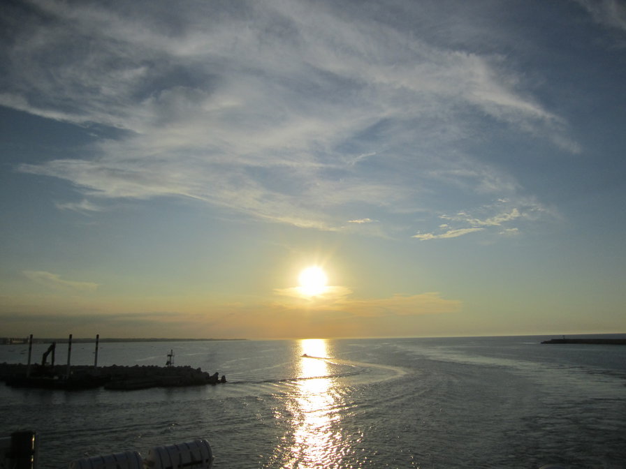 Бари, закат в порту - море, панно, природа, порт, пейзаж, италия - оригинал