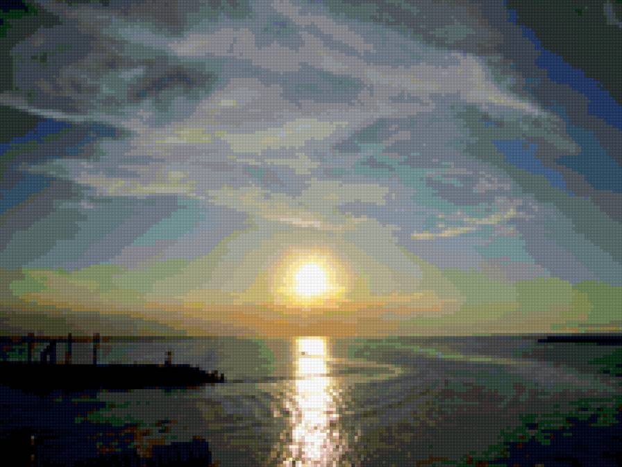 Бари, закат в порту - порт, италия, пейзаж, панно, море, природа - предпросмотр